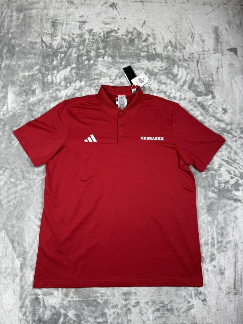 New Nebraska Cornhuskers Men's XL Red NCAA Adidas Ottoman Golf Polo KA2231